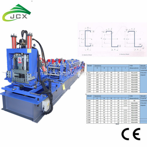 automatik c dan z purlin roll membentuk mesin